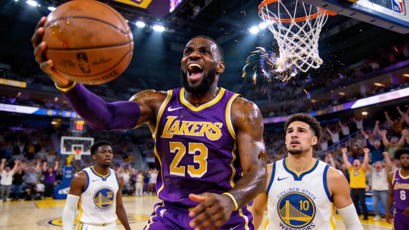 NBA季后赛湖人战胜勇士精彩瞬间高清图片